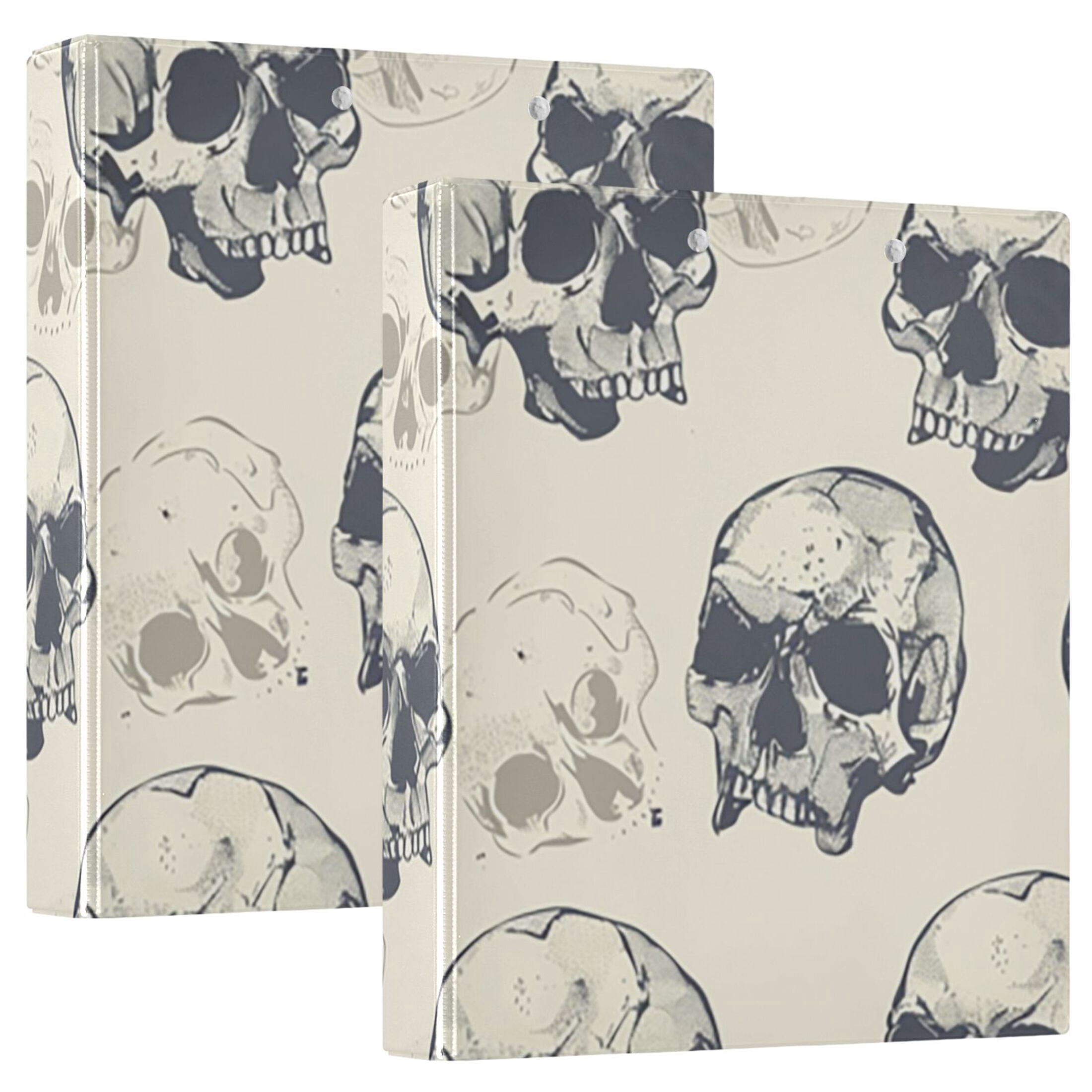 Skulls 3 Ring Binders 1.5 inch Hardcover File Folders with Interior Pockets A4 Size Organizer for School Office Hospital