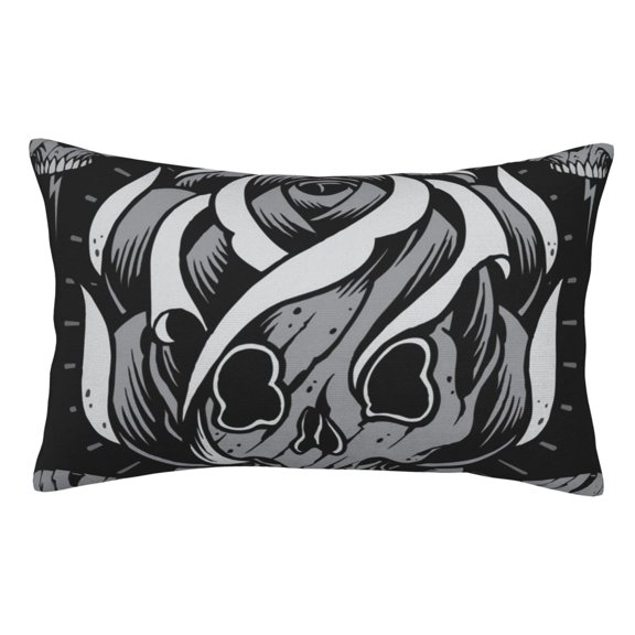 Skulls And Skull Rose Shape Pillowcase 20x30 Rectangle Throw Pillow Case Cover Cushion with Hidden Zipper for Sofa Couch Car