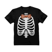 Skulls Bow Tie Skeleton Xray Rib Cage Graphic Tee Funny Humor Gifts Toddler Halloween Kids T Shirt