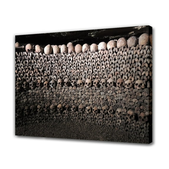 Skulls Catacombs Paris Bones Canvas Poster Bedroom Decor Sports Landscape Office Room Decor Gift,Frame-style,24x36inch(60x90cm)