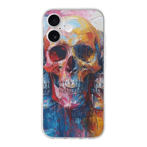 Skulls Colorful Cool Art Transparent TPU Case for iPhone 17 Slim Shockproof Protective Phone Cover
