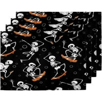 Skulls Design Placemats Set of 4 Table Mats Washable Placemat Waterproof Place Mats for Party Home Dining Table Decor 18x12 in