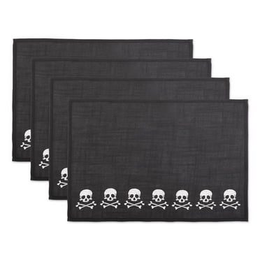 Skulls Embroidered Placemat Set - Set of 4
