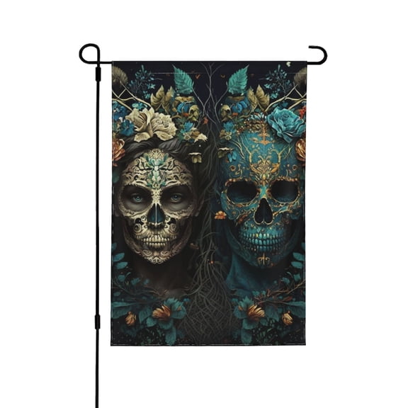 Skulls Gothic Day Of The Dead Skull Lovers Double Sided Garden Flag 28x40 Outdoor Decorative Yard Banner for Patio Lawn Garden