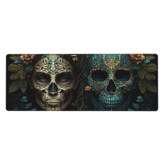 Skulls Gothic Day Of The Dead Skull Lovers Mouse Pad Extended Large Gaming Mousepad Non-Slip Rubber Big Keyboard Desk Mat 31.5 X 11.8 Inch