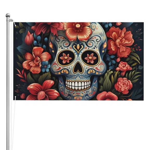 Skulls Gothic Skull Day Of The Dead Double Sided Flag 3x5FT Reversible Garden Flag Outdoor Decor for House, Porch, Lawn, Yard, Indoor Wall, Party Decoration