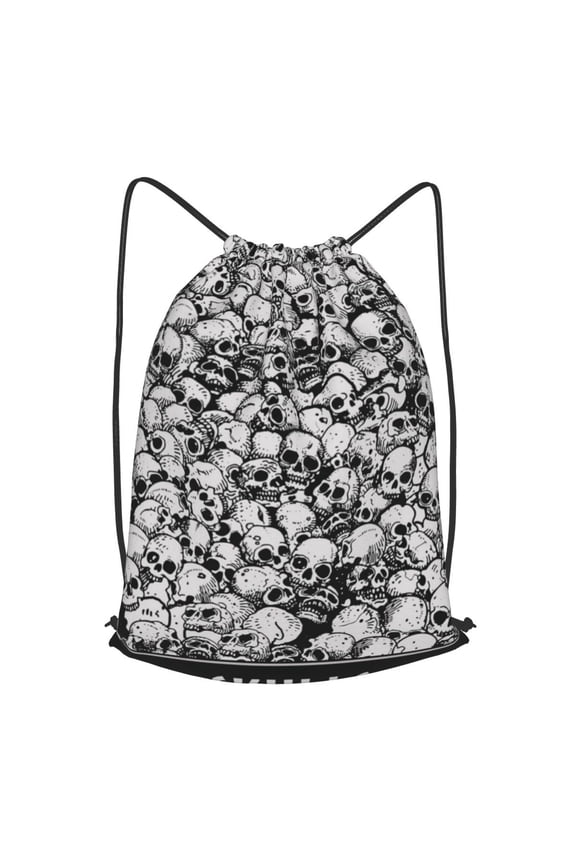 Skulls Head Gothic Skull Drawstring Backpack Gym String Bag Sports Sackpack Cinch Sack, Small