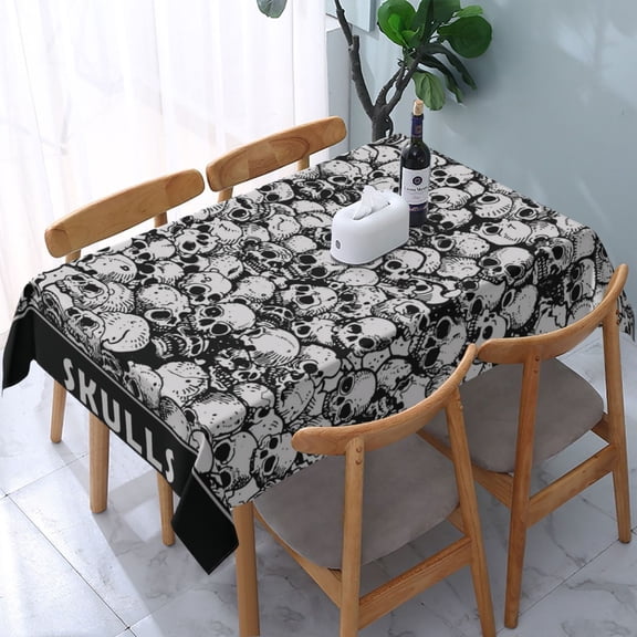 Skulls Head Gothic Skull Rectangular Tablecloth 54"x 72" Waterproof Rectangle Table Cover Cloth for Kitchen Dining Room Picnic Home Party
