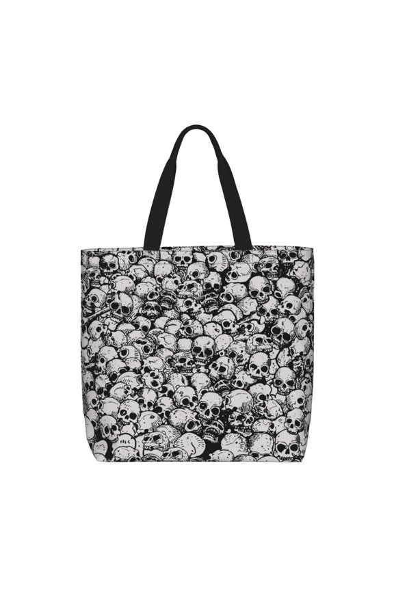Skulls Head Gothic Skull Tote Bag Reusable Shoulder Handbag Top Handle Purse for Shopping Work