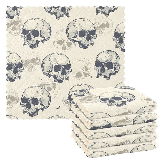 Skulls Kitchen Towels 6 Pcs Dish Towels Absorbent Soft Quick Dry Towel Dish Rags for Washing Dishes