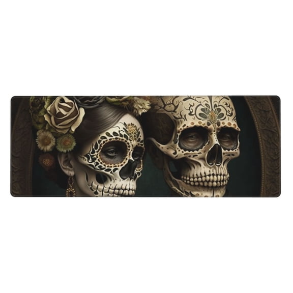 Skulls Lovers Day Of The Dead Mouse Pad Extended Large Gaming Mousepad Non-Slip Rubber Big Keyboard Desk Mat 31.5 X 11.8 Inch