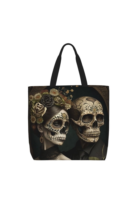 Skulls Lovers Day Of The Dead Tote Bag Reusable Shoulder Handbag Top Handle Purse for Shopping Work