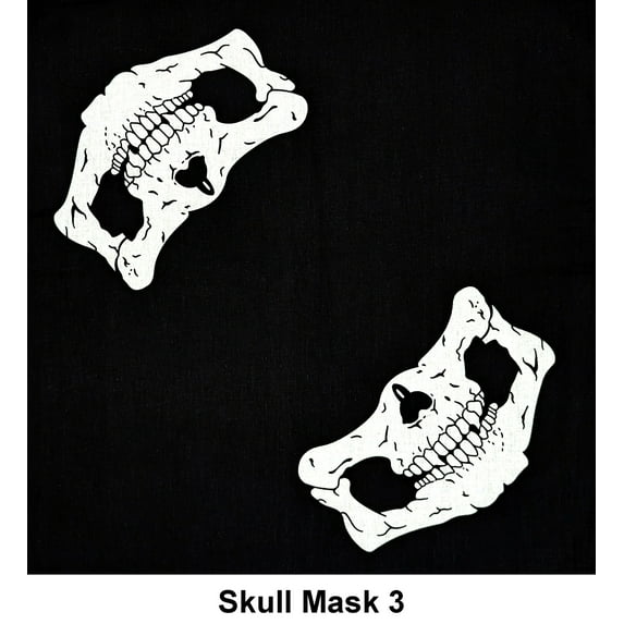 Skulls Mask Style 3 Design Print Cotton Bandana (22 inches x 22 inches)