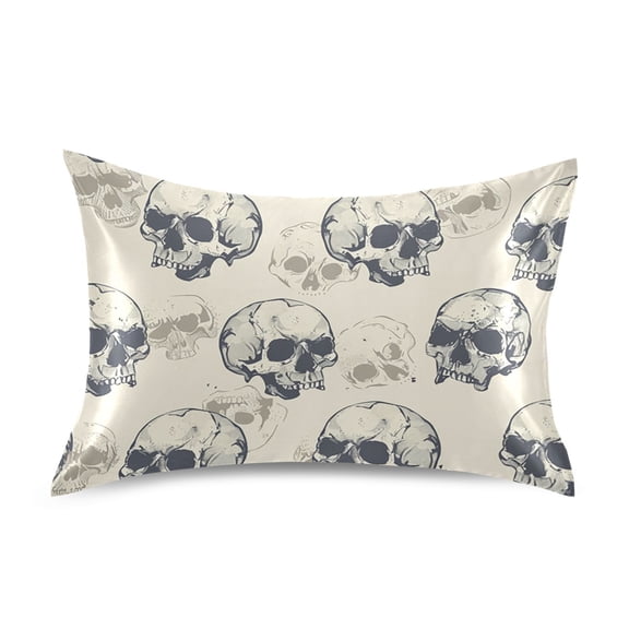 Skulls Pillowcases Soft Satin Pillow Covers Decorative Rectangle Envelope Closure for Women Men