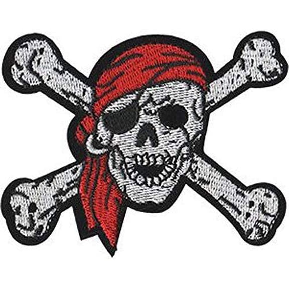 Skulls Pirate Skull, Officially Licensed, Iron-On / Sew-On, Embroidered PATCH - 3.1" x 3.9"