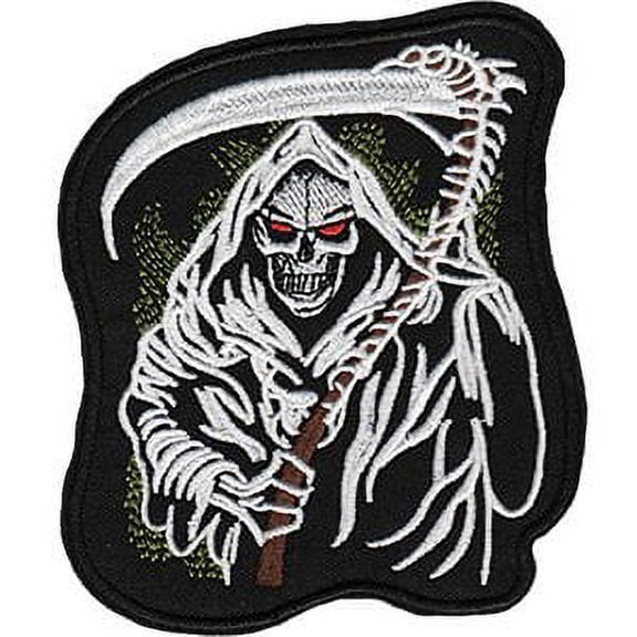 Skulls Reaper, Officially Licensed, Iron-on/Sew-on, Embroidered Rayon Patch - 4" x 4.7"