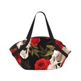 thumbnail image 1 of Skulls Red Roses Raven 2-in-1 Foldable Picnic Blanket Tote Bag Shoulder Handbag, Large Circular Outdoor Mat for Beach Camping Park, 1 of 5
