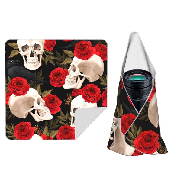 Skulls Red Roses Raven Magic Self-Adhesive Camera Wrap, Anti-Scratch & Dust-Proof Protective Equipment Cloth 10x10