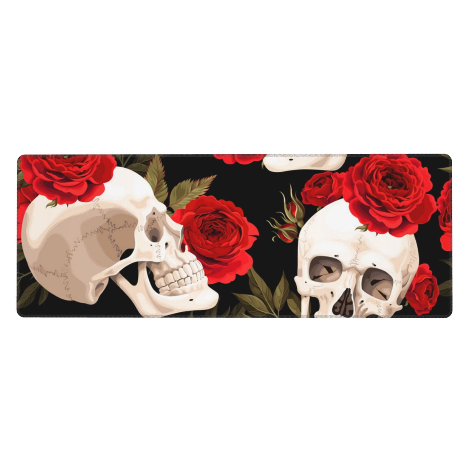 Skulls Red Roses Raven Mouse Pad Extended Large Gaming Mousepad Non-Slip Rubber Big Keyboard Desk Mat 31.5 X 11.8 Inch