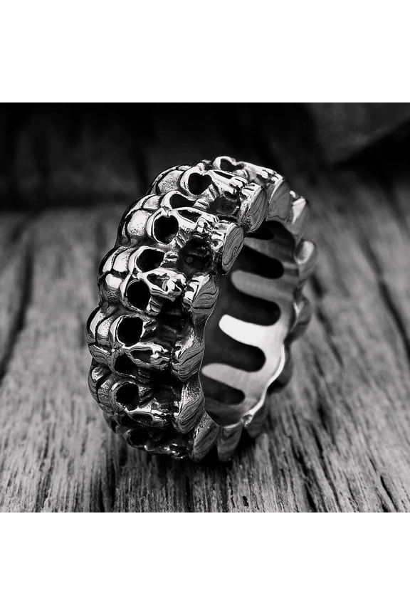 Skulls Rings 14K White Gold Men Ring Devil Skull Punk Rock Hip Hop Party Gothic for Biker Male Boyfriend Jewelry Best Gift