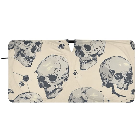 Skulls Skeleton Car Windshield Sun Shade Foldable Front Window Shades Cover Sun Visor Shield Block