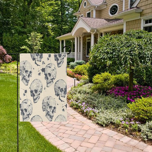 Skulls Skeleton Garden Flag Double Sided 12 x 18 Inch Outside Yard Decoration Outdoor Flag
