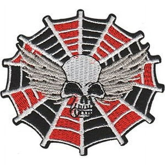 Skulls Web Skull, Officially Licensed, Iron-On / Sew-On, Embroidered PATCH - 2.7" x 3"