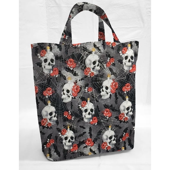 Skulls Webs & Roses Tote Bag (Small Oval Tote)