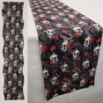 thumbnail image 1 of Skulls Webs & Roses Table Runner by Penny's Needful Things (4 Feet Long - SCALLOPED), 1 of 3