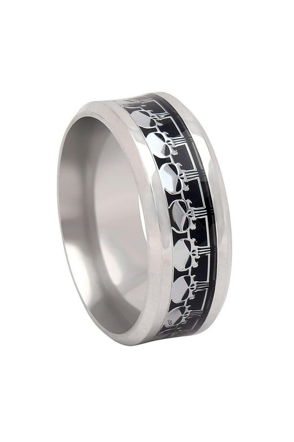 Skulls Wedding Band Ring for Men or Women Goth Punk Biker Ginger Lyne Collection