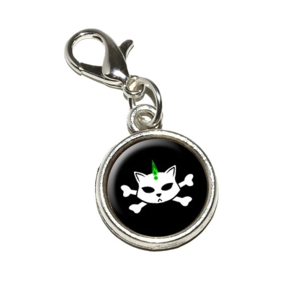 Skulls and Crossbones Cat Stick Figure Family - Pet Bracelet Charm