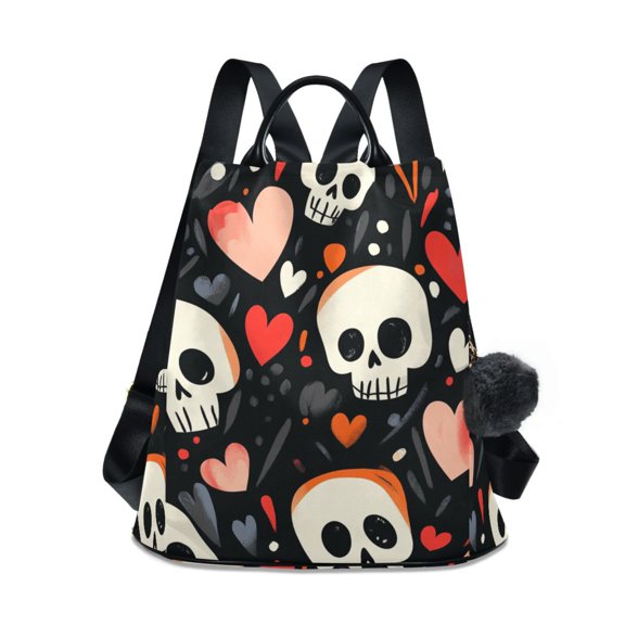 Skulls and Hearts Travel Laptops Backpack for Women Anti-theft Casual Work Bag Daypack Lightweight Laptop Bag
