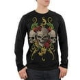 thumbnail image 1 of Skulls and Roses Tattoo Mens Soft Long Sleeve T Shirt Black 2XL, 1 of 1