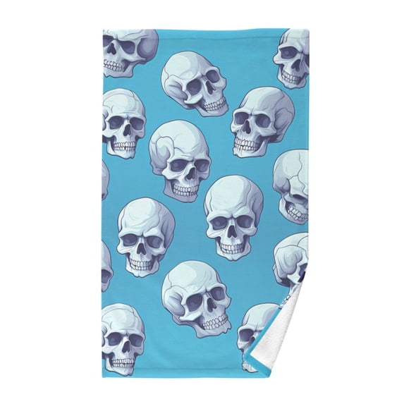 Skulls on Blue Cotton Face Towels Soft Hand Towel Absorbent Bathroom Towel for Kitchen Hotel Decoration