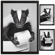 Skunk Bathroom Decor, Wall Art, Farmhouse Photo Picture Set, 3pk, 8.5x11, TheNameStore