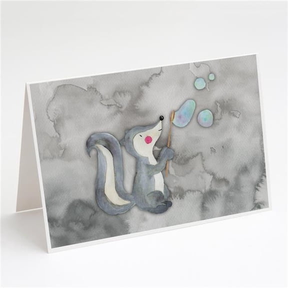 Skunk & Bubbles Watercolor Greeting Cards & Envelopes - Pack of 8