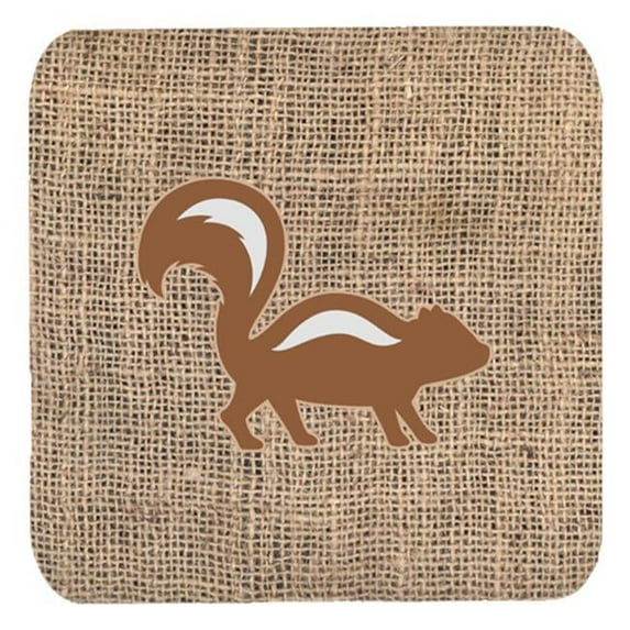 Skunk Burlap and Brown Foam Coasters, Set - 4