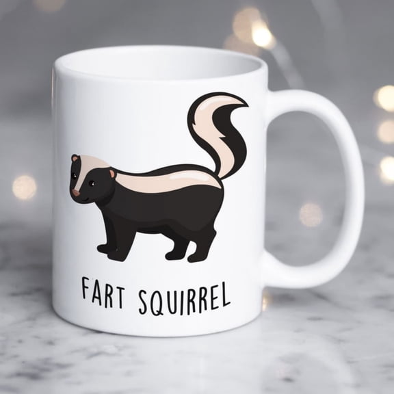 Skunk Coffee Mug, Cute Fart Squirrel Gift, Animal Lover, Funny Meme Gif Him Her, Humor Mug, Animal Meme, Wild Nature Zoologist.