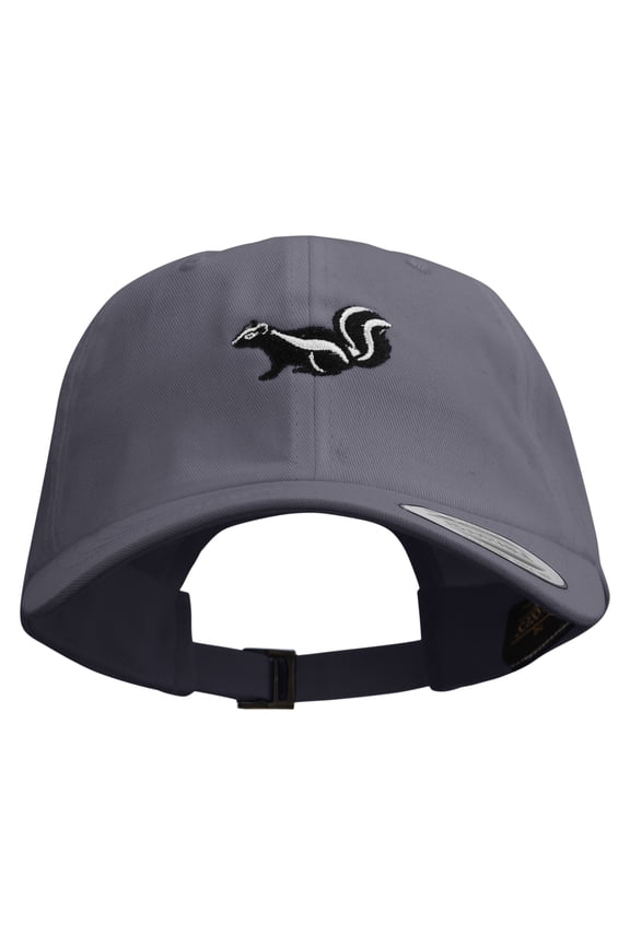 Skunk Embroidered Dad Style Unstructured Low Profile 6 panel Cotton Cap - Dk Grey OSFM