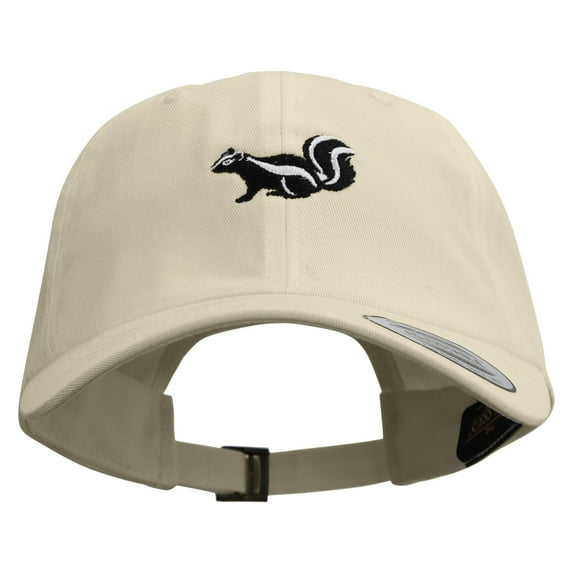 Skunk Embroidered Dad Style Unstructured Low Profile 6 panel Cotton Cap - Khaki OSFM