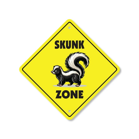Skunk Plastic Crossing Sign - 12 Inch X 12 Inch Xing Sign Gift Animal Wildlife Funny Nature Rustic Forest Outdoors Decor Cute Pet Unique Smell