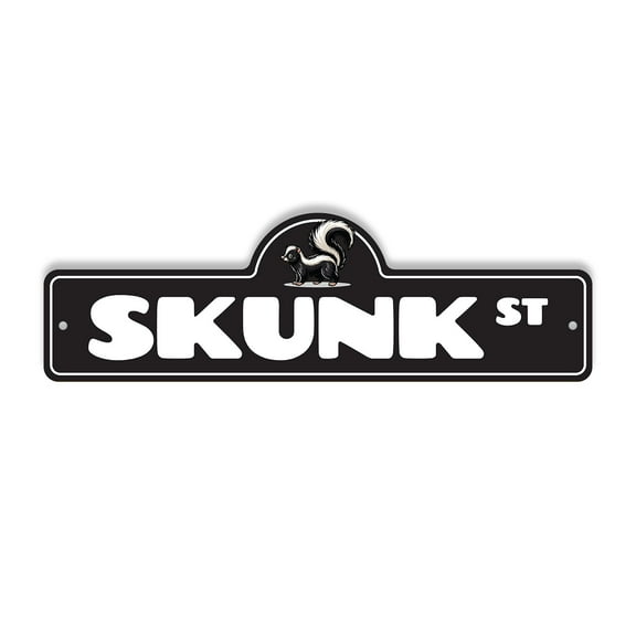 Skunk Plastic Street Sign - 6 Inch X 18 Inch Gift Animal Wildlife Funny Nature Rustic Forest Outdoors Decor Cute Pet Unique Smell