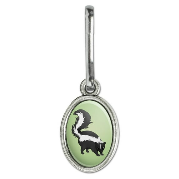 Skunk Posing Antiqued Oval Charm Clothes Purse Suitcase Backpack Zipper Pull Aid