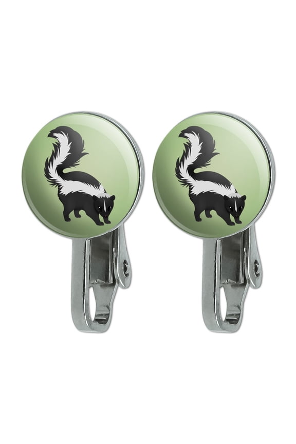 Skunk Posing Novelty Clip-On Stud Earrings