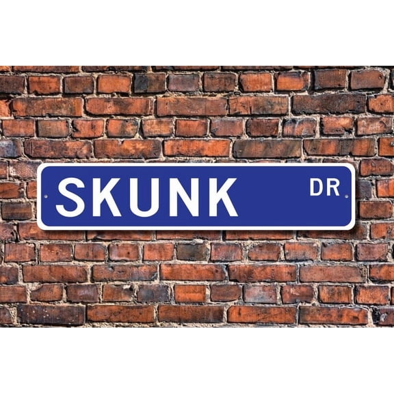 Skunk Skunk Gift Skunk Sign Skunk decor Skunk lover black & white striped smelly spray mammal Metal Aluminum Sign - Size: 16 x 4 Inches