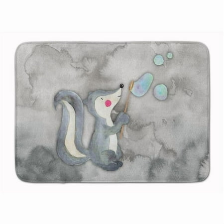 Skunk and Bubbles Watercolor Machine Washable Memory Foam Mat