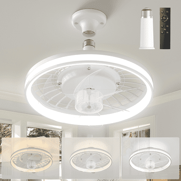 Skvevn 13" Ceiling Fan with Light, 3 Colors Lighting, 4 Wind Speeds, Remote Control, Modern Dimmable LED Ceiling Fan, Smart Ceiling Fan for Bedroom