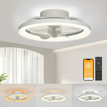 Skvevn 16" Ceiling Fan with Light, 2 Colors Lighting, 6 Wind Speeds, Remote & APP Control, Modern Dimmable LED Ceiling Fan, Smart Ceiling Fan for Bedroom