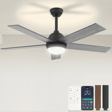 Skvevn Ceiling Fans with Lights- 52" Low Profile Indoor Ceiling Fan with Light and Remote&APP Control, 6 Speeds, 3 Color, Timing, Quiet Reversible DC Motor Ceiling Fan for Bedroom