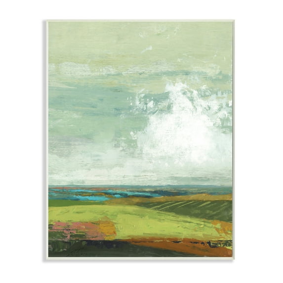 Stupell Industries Abstract Countryside Distressed Clouds Green Sky,13 x 19,Designed by Suzanne Nicoll